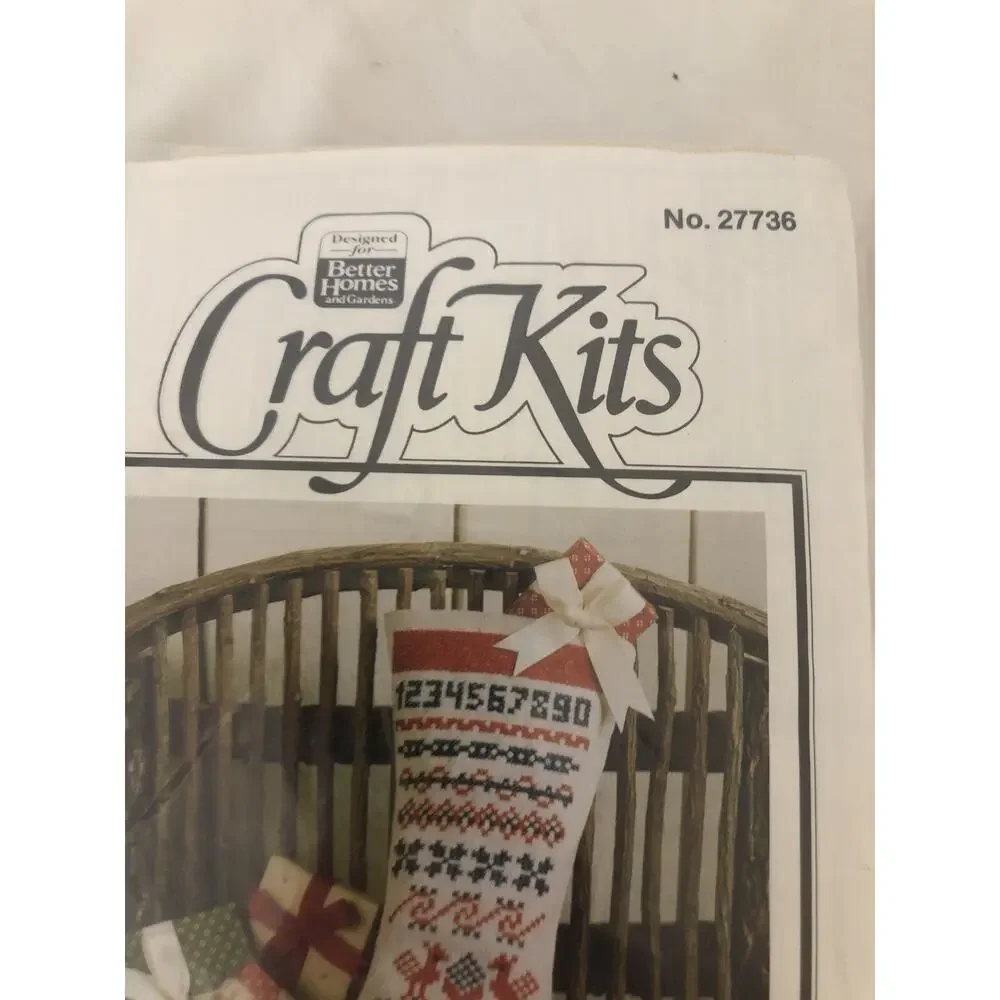 Better Homes & Gardens Cross Stitch Kit Christmas Sampler Stocking 27736 1982